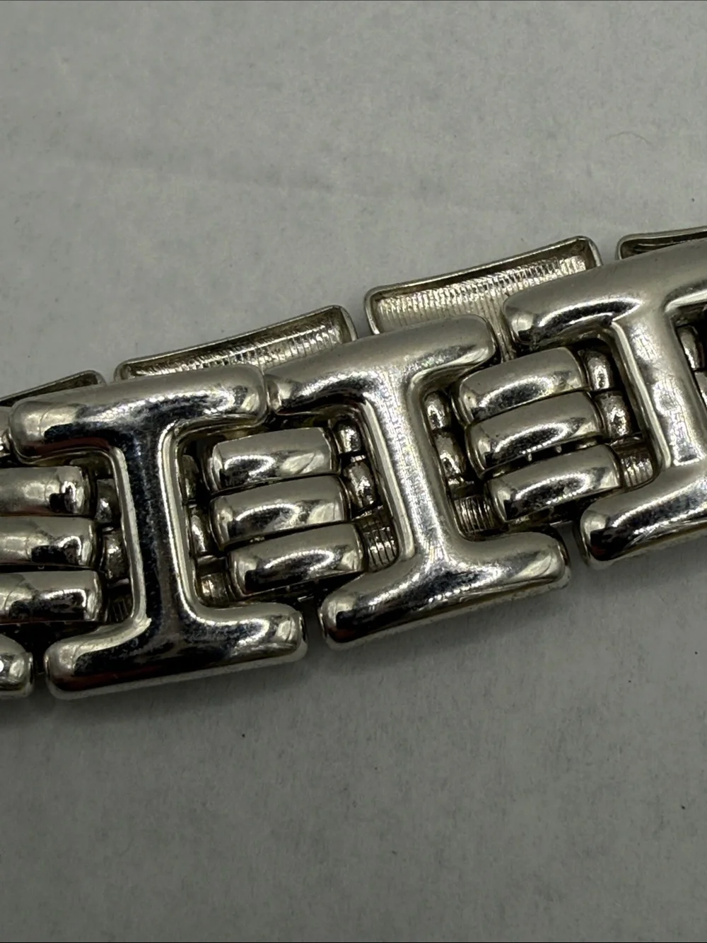 Classic Vintage Monet Chunky Silver tone open work Link Bracelet Sz 7